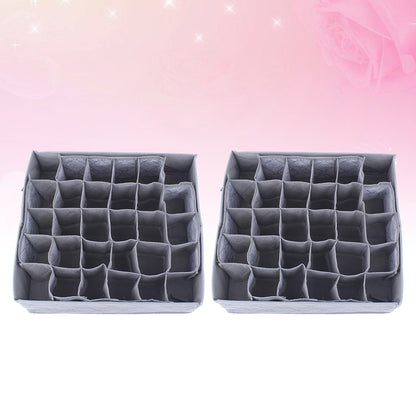 Grid Drawer Organisers for Socks and Underwear, Two Grey Inserts, 30 Slots - Image 2