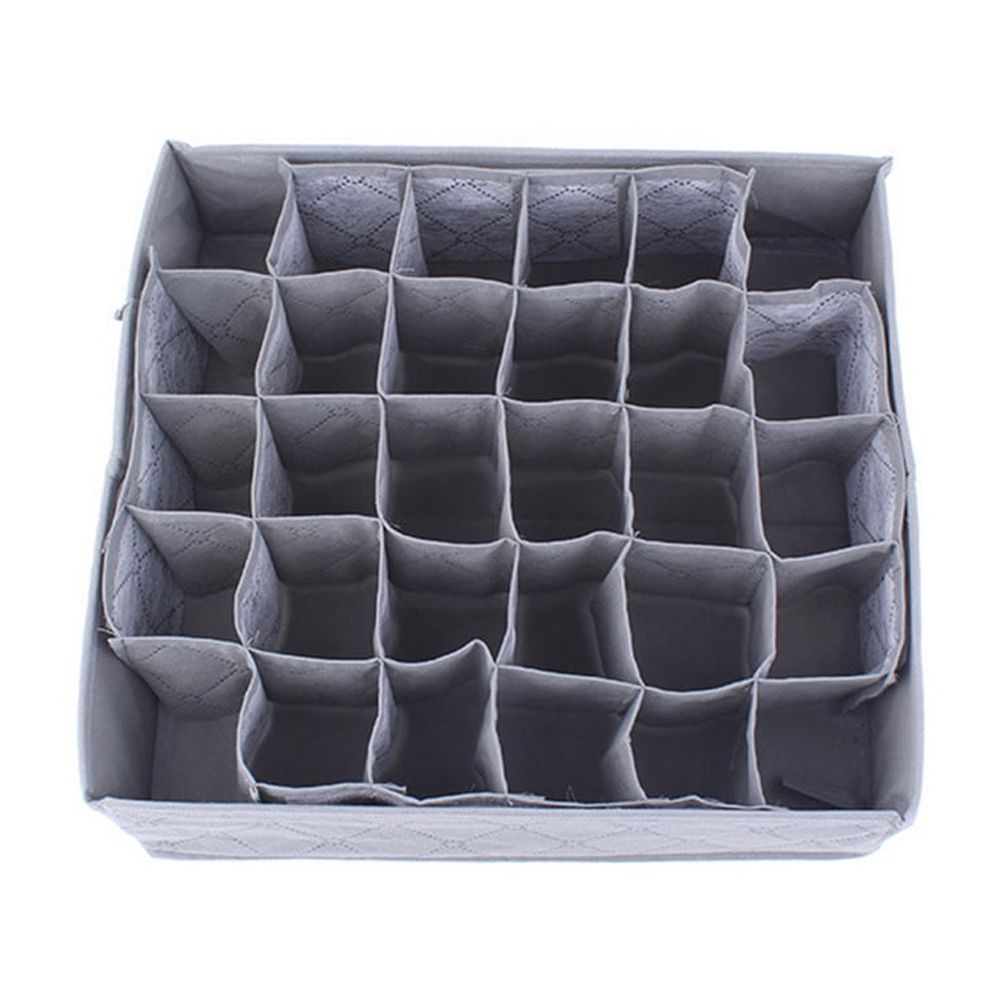 Grid Drawer Organisers for Socks and Underwear, Two Grey Inserts, 30 Slots - Image 3