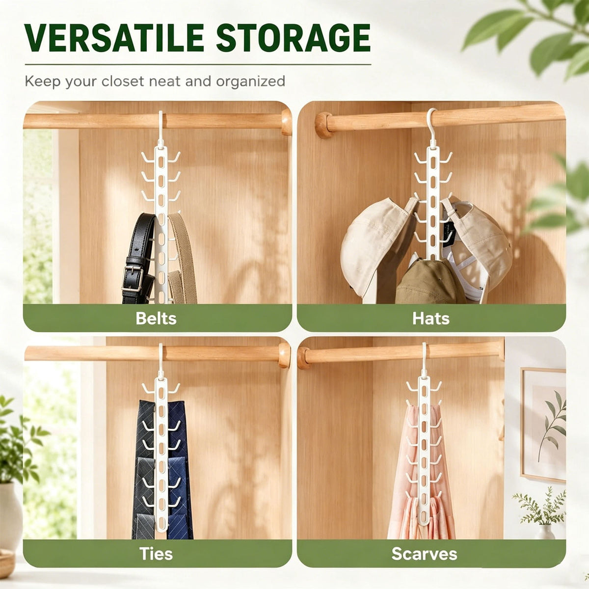 Rotating 16-Hook Closet Hanger for Tank Tops, Scarves and Belts - Image 6