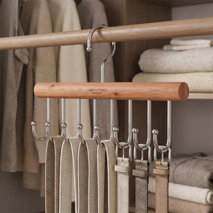 Belt and Tie Hanger with Eight Hooks, 11.02 by 6.69 Inch Closet Rack - Image 3
