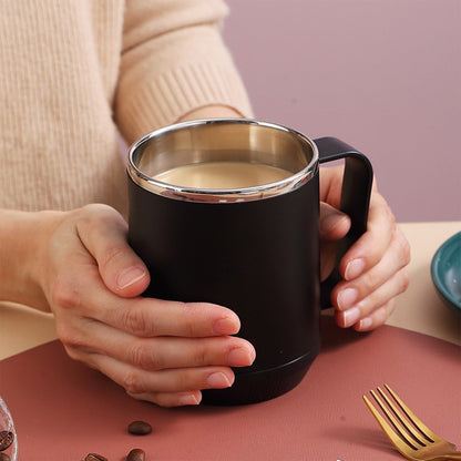 Insulated Camping Mug with Lid and Handle, 460 ml Double-Wall Steel Cup - Image 4