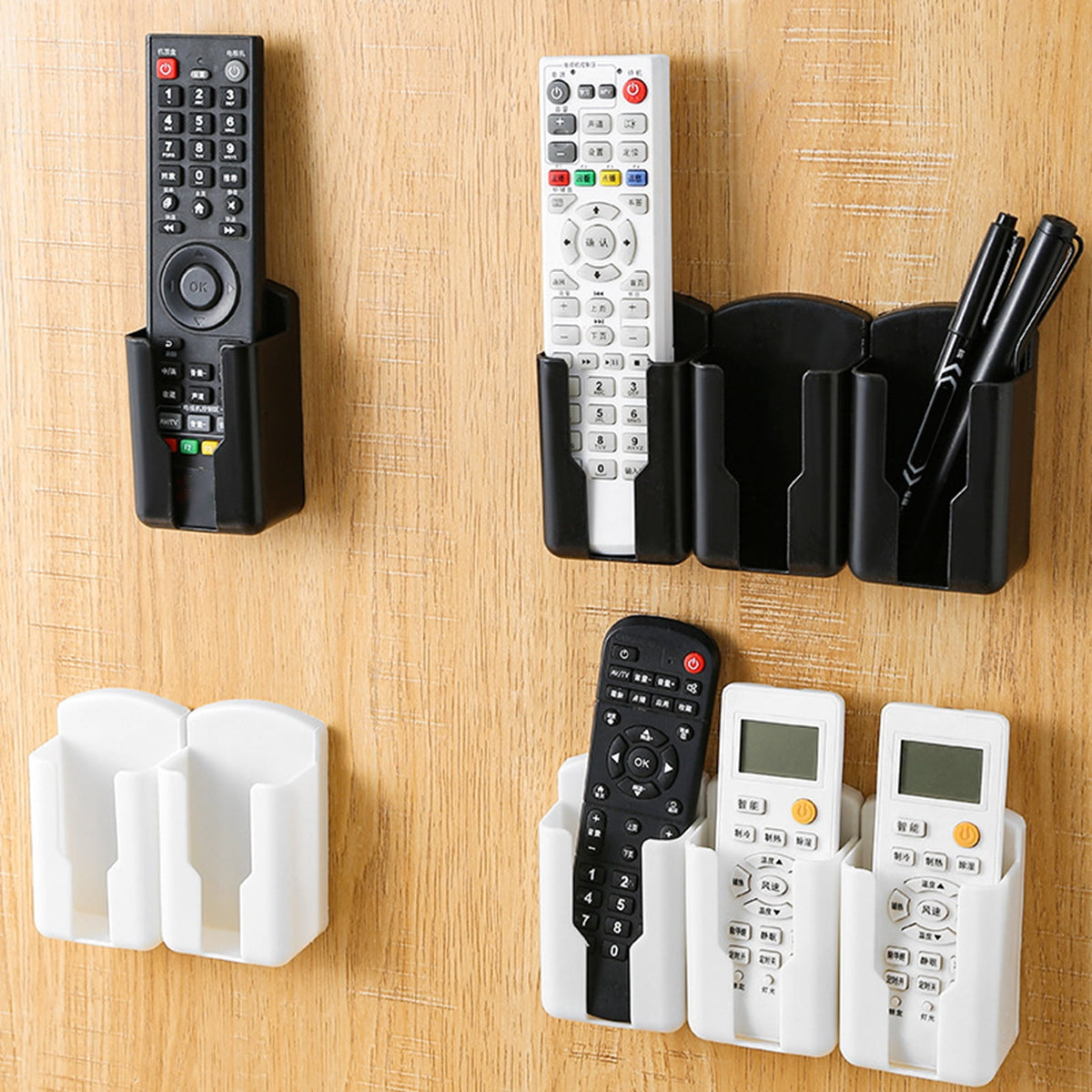 Wall-Mounted Remote Holder in Plastic, Tool-Free Adhesive Storage Box - Image 2