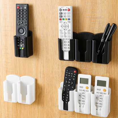 Wall-Mounted Remote Holder in Plastic, Tool-Free Adhesive Storage Box - Image 2
