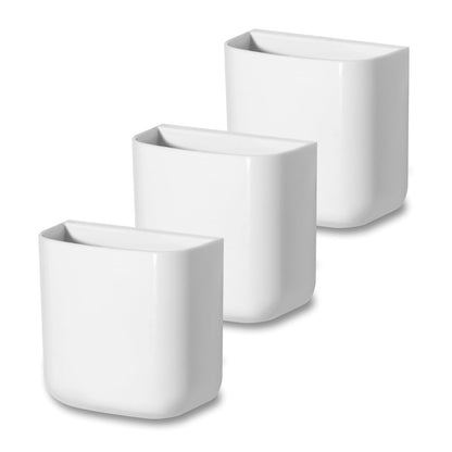 Adhesive Wall Caddies for Remotes and Pens, Set of Three White Holders
