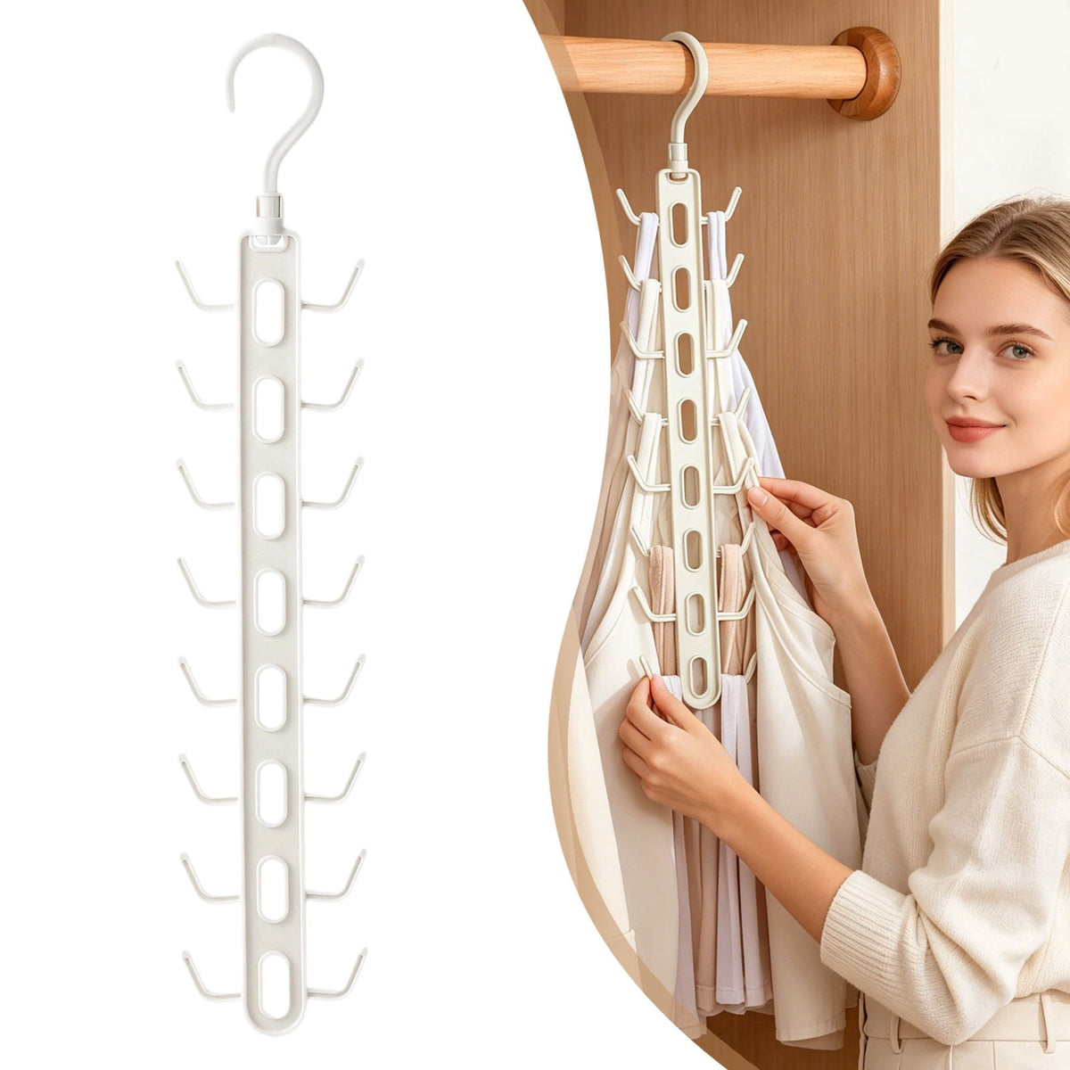 Rotating 16-Hook Closet Hanger for Tank Tops, Scarves and Belts - Image 2