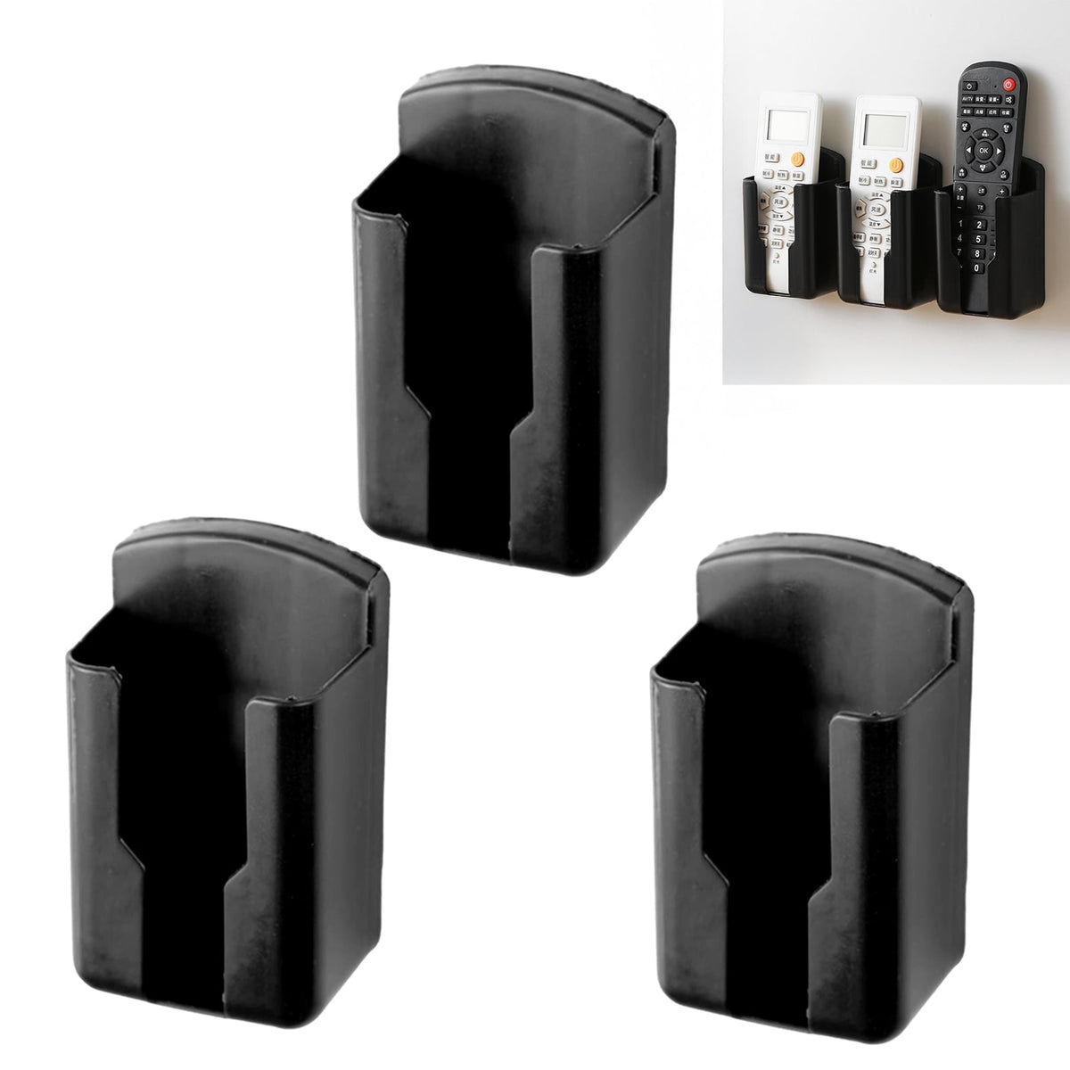 Wall-Mounted Remote Holder in Plastic, Tool-Free Adhesive Storage Box - Image 5