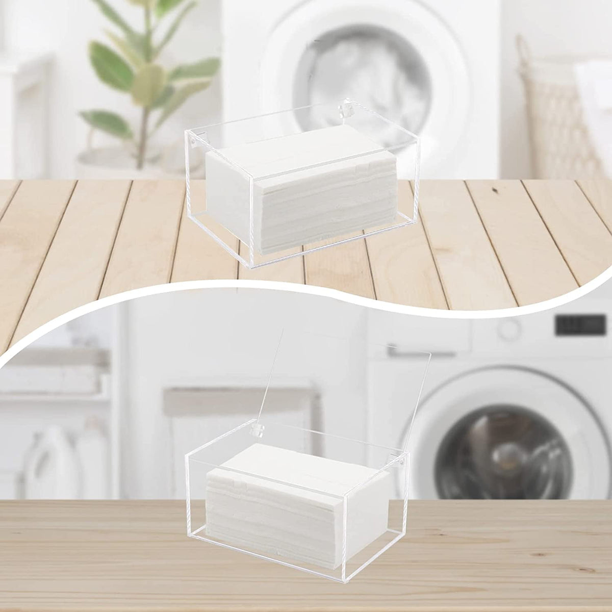 Clear Acrylic Dryer Sheet Box with Hinged Lid and Non-Slip Feet - Image 2