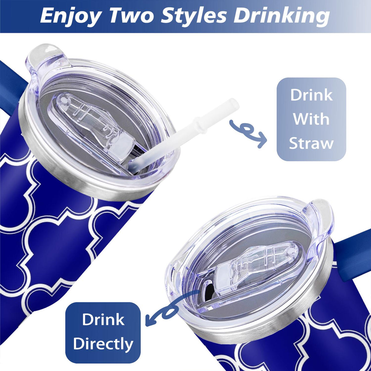 Insulated 40 oz Tumbler with Handle and Straw, Stainless Steel Travel Cup - Image 5