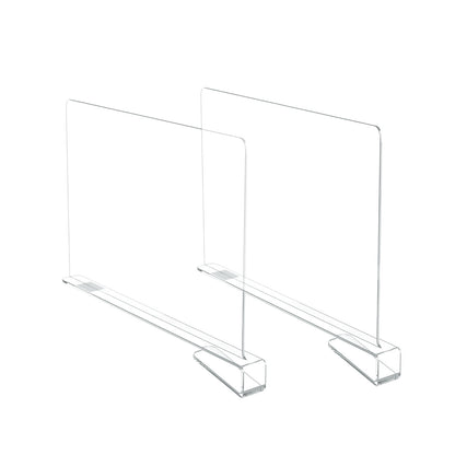 Clear Acrylic Shelf Dividers, Two L-Shaped Closet Separators, 11.81 Inch