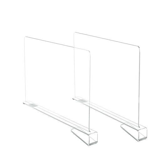Clear Acrylic Shelf Dividers, Two L-Shaped Closet Separators, 11.81 Inch