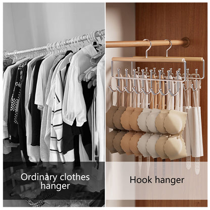 Wooden Swivel Accessory Hangers, Two Racks with Eight Hooks Each, Khaki - Image 3